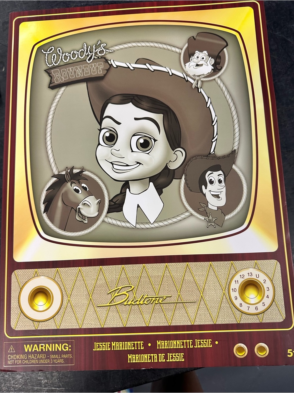 Disney Woody's Roundup Jessie Tin - Brown, Gold & Cream Artwork
